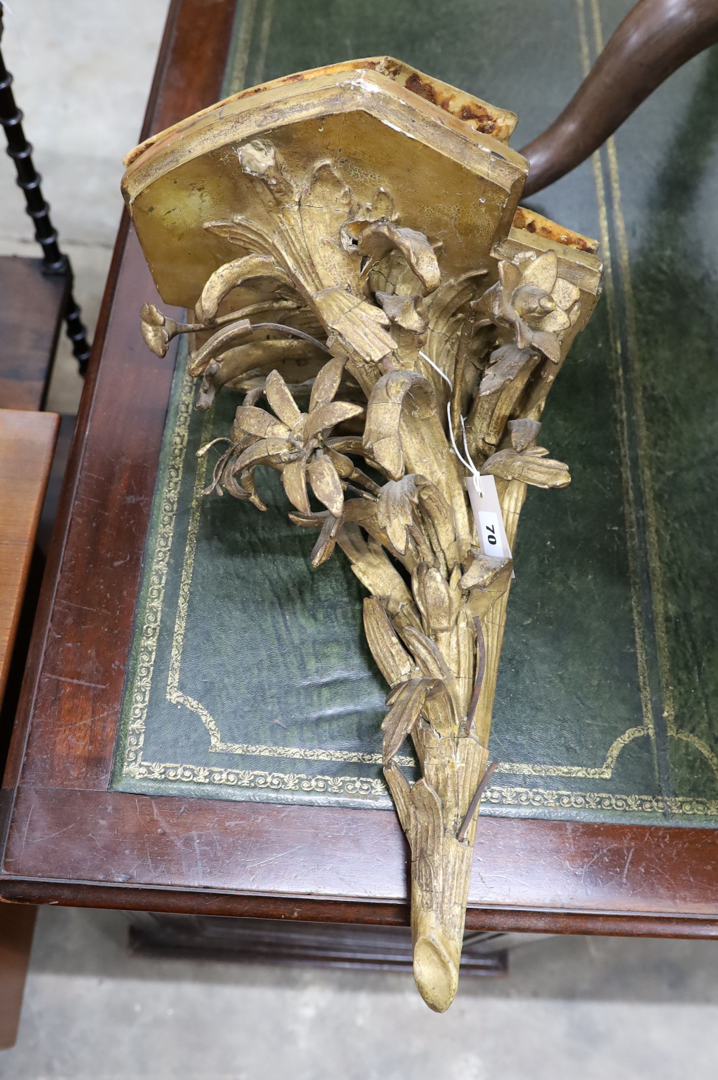 A Victorian giltwood and gesso corner wall bracket, height 46cm